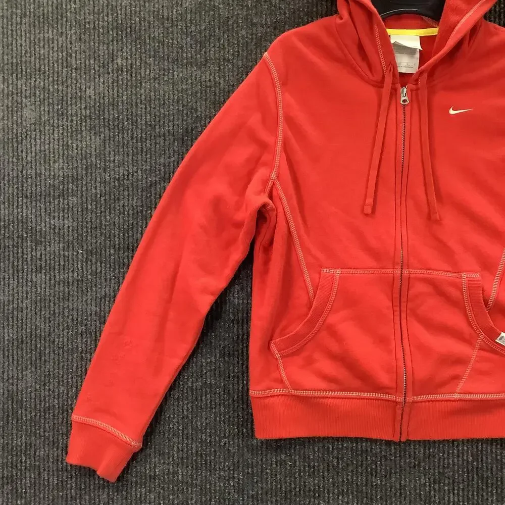 Nike Hoodie Youth Large Red Full Zip Fleece Swoosh Athletic Logo Sweatshirt